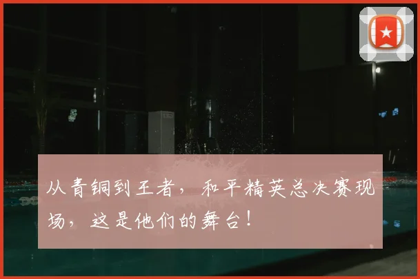 从青铜到王者，和平精英总决赛现场，这是他们的舞台！